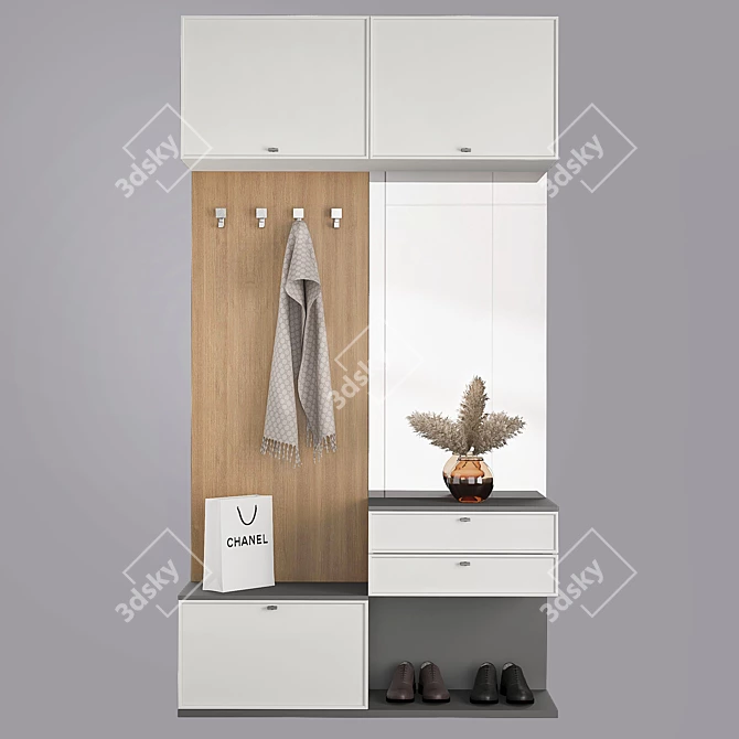 Modern Elegant Hallway Storage Solution 3D model image 2