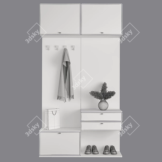 Modern Elegant Hallway Storage Solution 3D model image 3