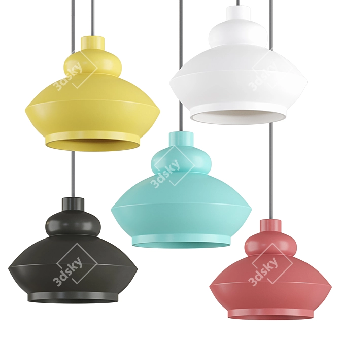 Ethereal Ceramic Dome Pendant Light 3D model image 2