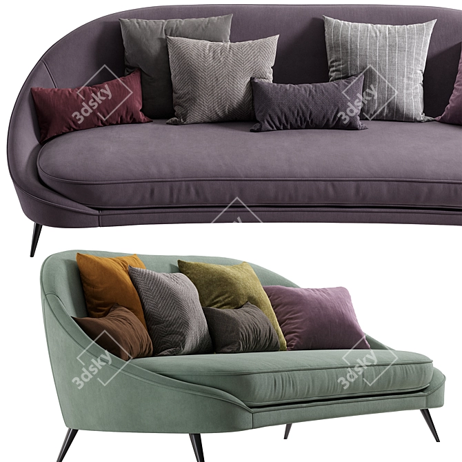 Modern Vibieffe Curved Nido Sofa 3D model image 5