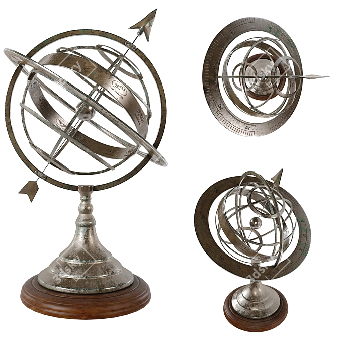 Vintage Armillary Sphere: Detailed Old World Decor 3D model image 1