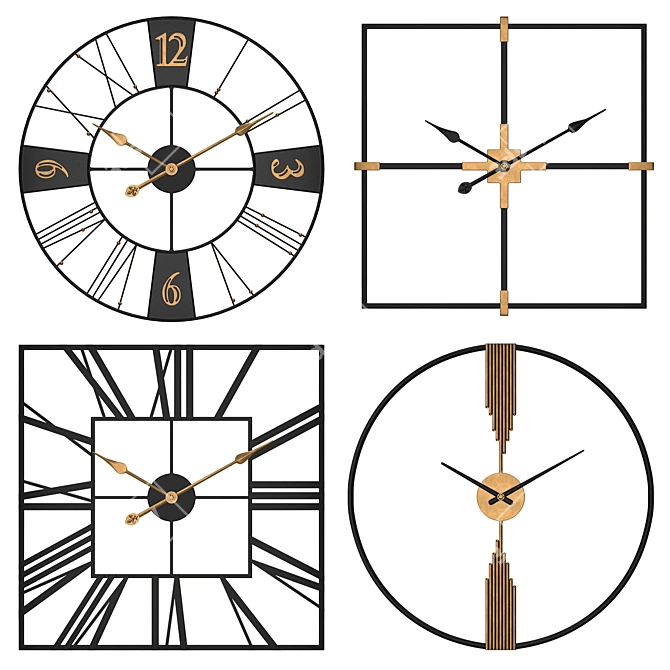 Modern Wall Clock Set by Object Desire 3D model image 1