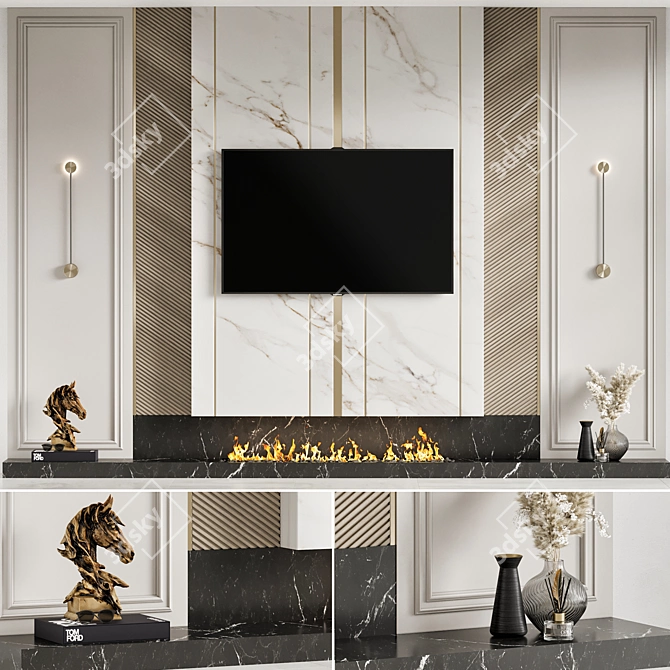 Modern TV Wall Mount Stand 3D model image 1