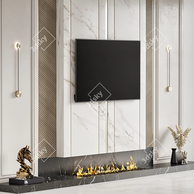 Modern TV Wall Mount Stand 3D model image 5