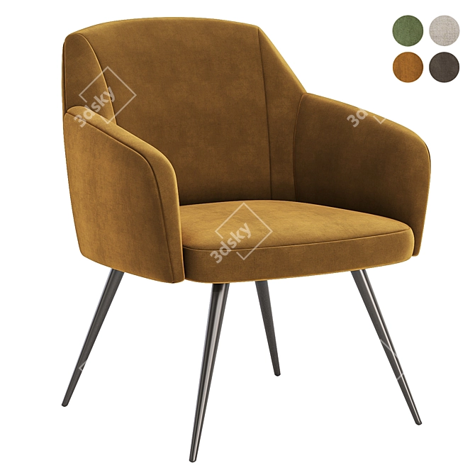 Hanner Upholstered Armchair - Colorful Elegance 3D model image 3