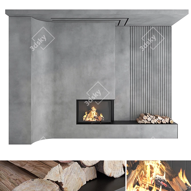 Impression Fireplace Wall Set 3D model image 1