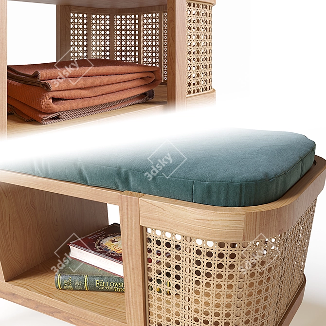 Woven Bench with Shelf 3D model image 3