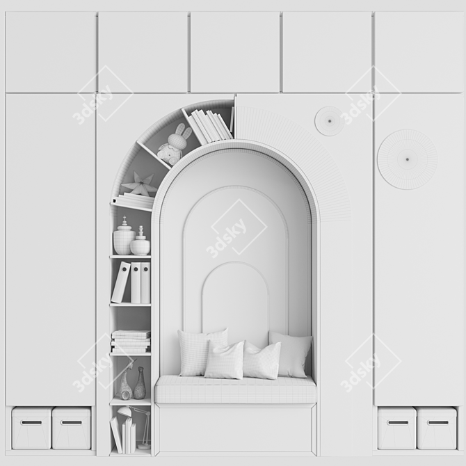 Child Wardrobe with Built-In Bed 3D model image 2