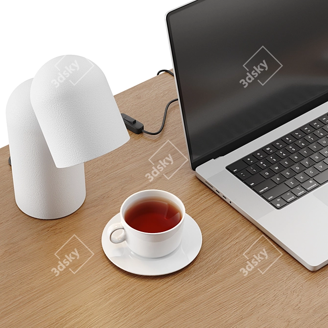 Modern Workspace Set with Macbook 3D model image 4