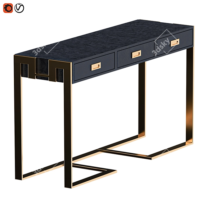 Jocise Black Narrow Console Table with Drawers 3D model image 2