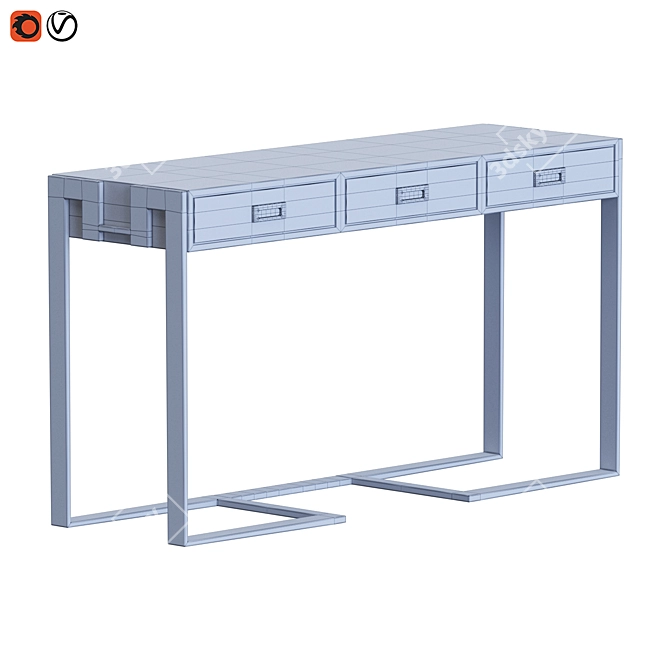 Jocise Black Narrow Console Table with Drawers 3D model image 5