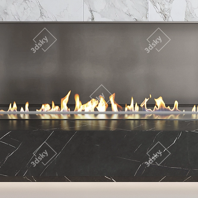 Modern 3D Fireplace Wall Set 3D model image 2