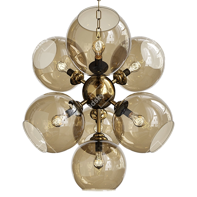 Bronze Bubble Glass Chandelier 3D model image 1