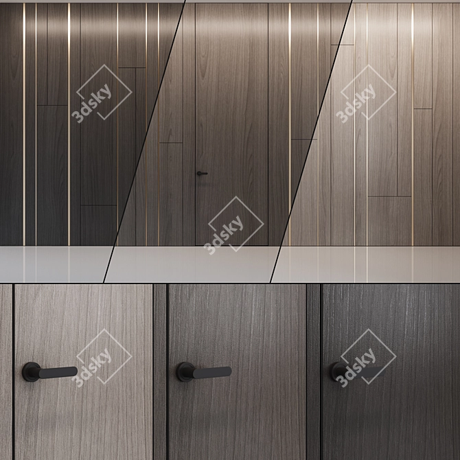 Wood Veneer Wall Panels 3D model image 1