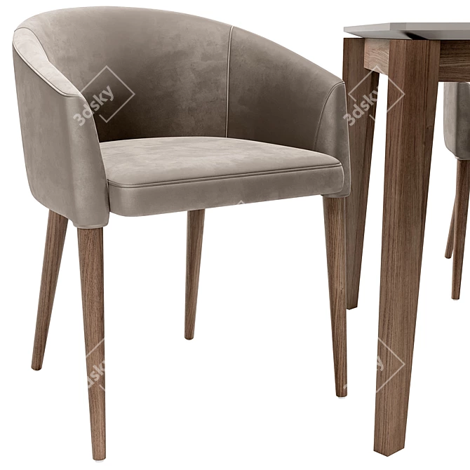 Modern Dining Chair & Table 3D model image 3