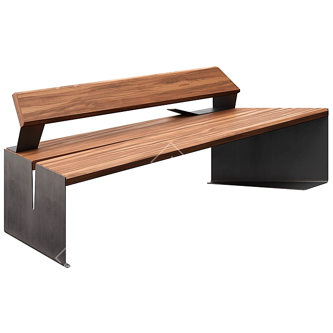 Modern Wooden Outdoor Bench 3D model image 1