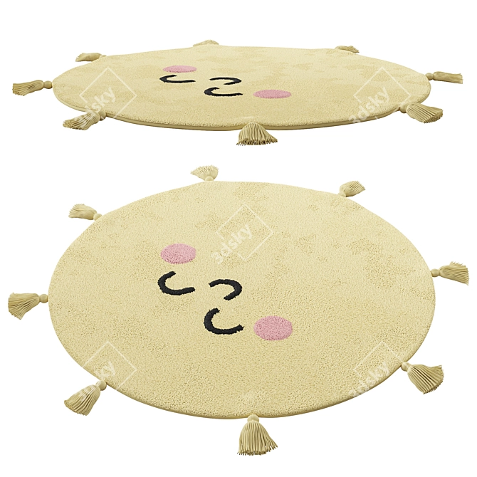 Sunshine Yellow Kids Rug 3D model image 1