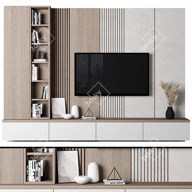 Customizable TV Wall Unit 3D model image 1