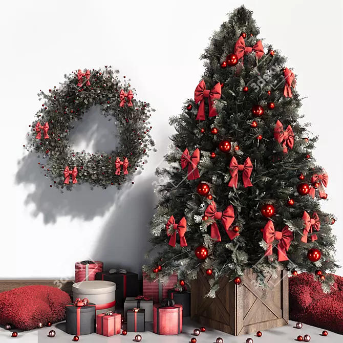 Festive Christmas Tree Decor Set 3D model image 1