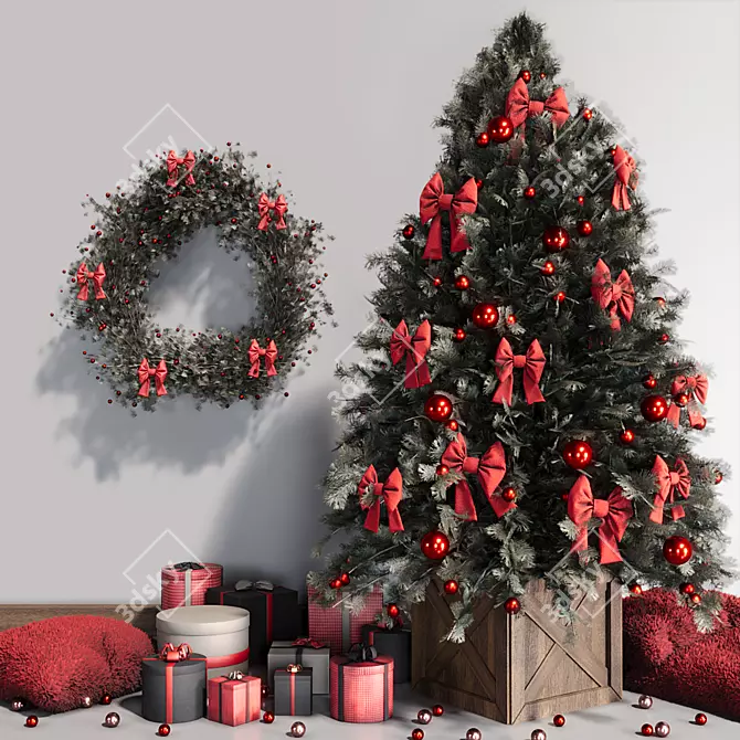 Festive Christmas Tree Decor Set 3D model image 8