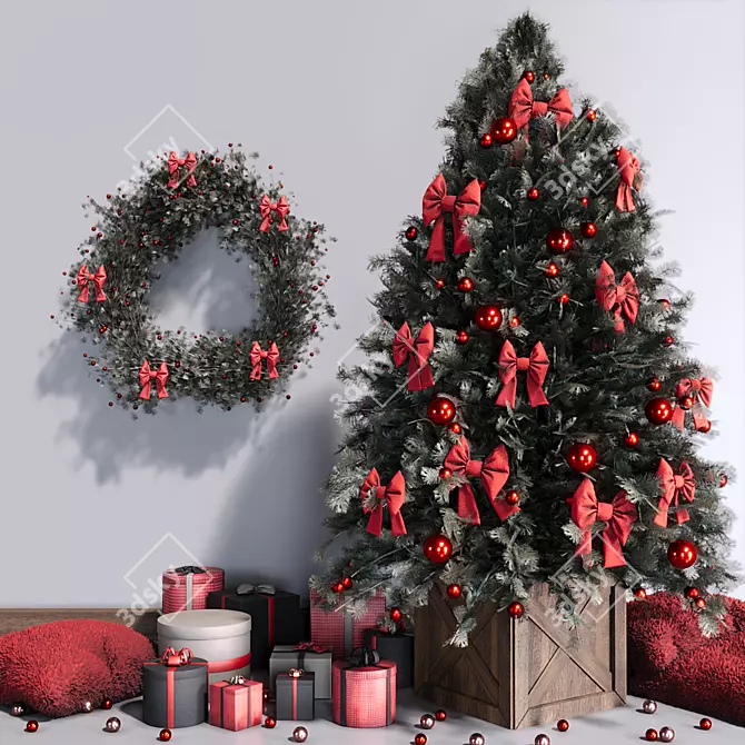 Festive Christmas Tree Decor Set 3D model image 9