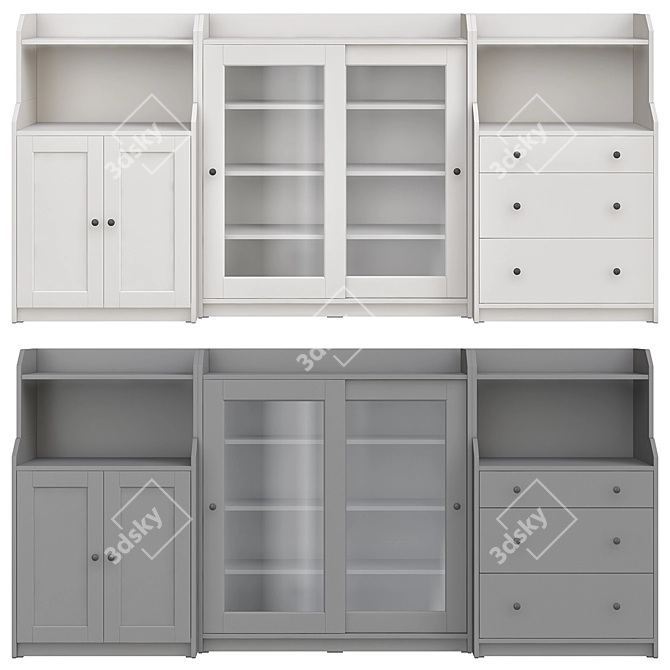 Modern White Storage Combination Shelving 3D model image 1