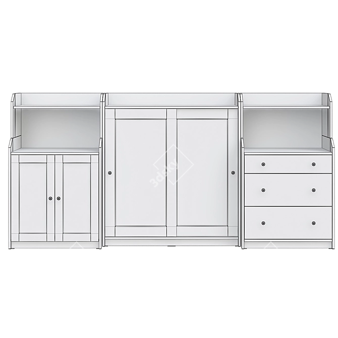 Modern White Storage Combination Shelving 3D model image 2