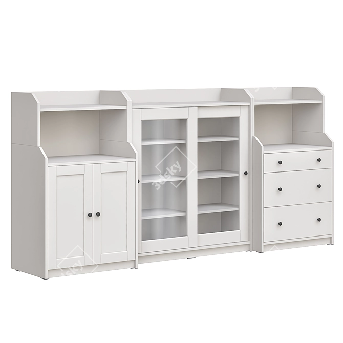 Modern White Storage Combination Shelving 3D model image 3