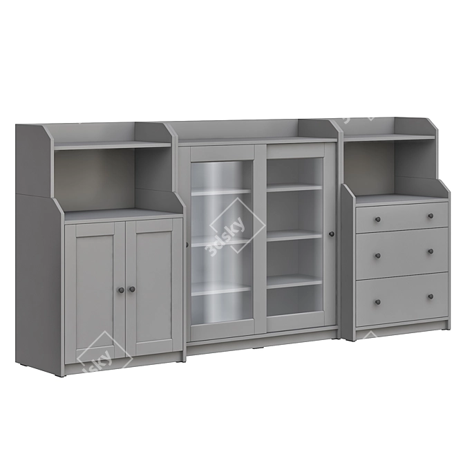 Modern White Storage Combination Shelving 3D model image 4