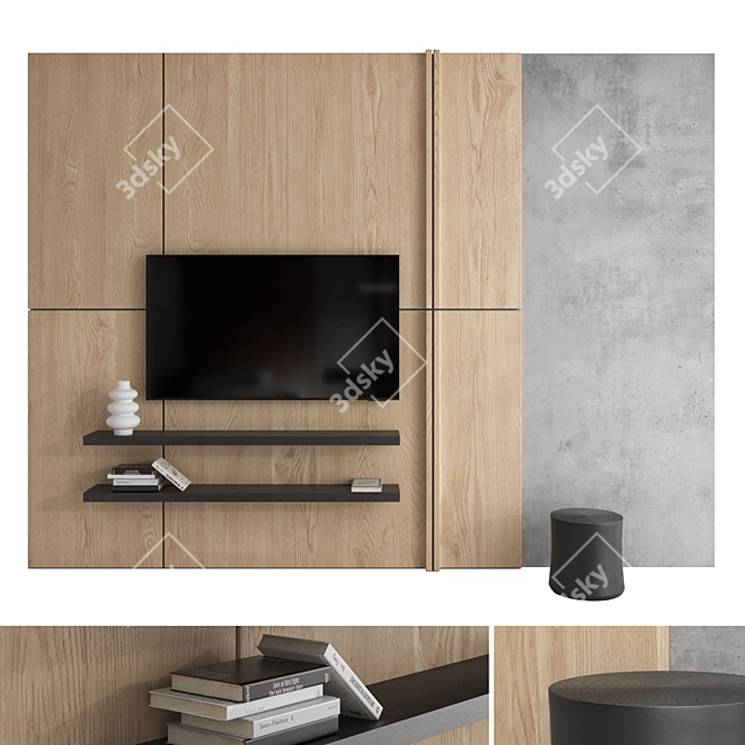 65" Samsung AU8000 TV Wall Set 3D model image 1