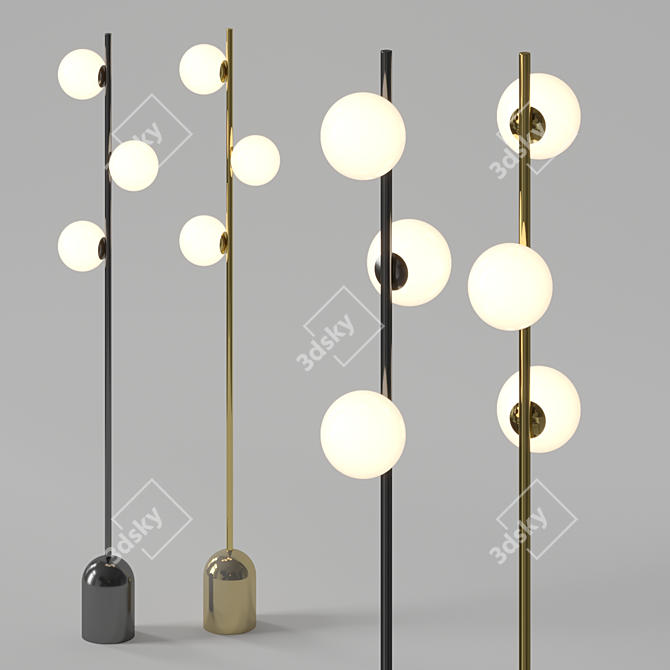 Vertical Helix 3-Light Floor Lamp 3D model image 2