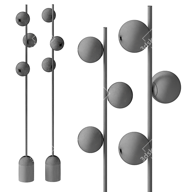 Vertical Helix 3-Light Floor Lamp 3D model image 4