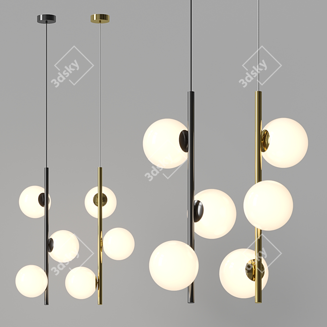 Sculptural Elegance Brass Pendant Light 3D model image 2