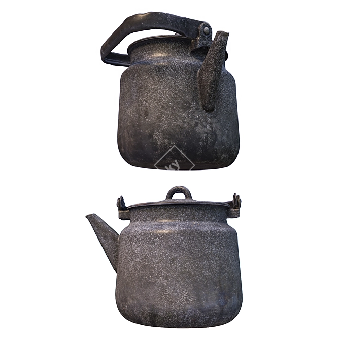 Vintage Canister & Tea Kettle 3D model image 3