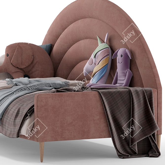 Colorful Velvet Kids Daybed 3D model image 5