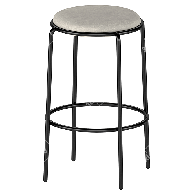 Half-Bar Stool with Cushion 3D model image 1