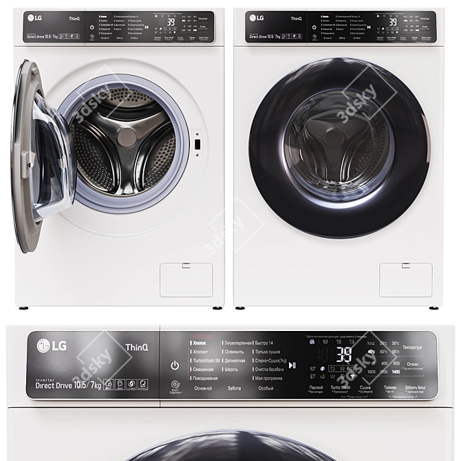 LG F2T3HS0W Washing Machine (850x600x450mm) 3D model image 1