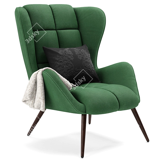 Modern X-Form Armchair with Textured Diffuse Finish 3D model image 1