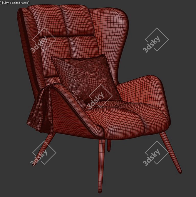 Modern X-Form Armchair with Textured Diffuse Finish 3D model image 4