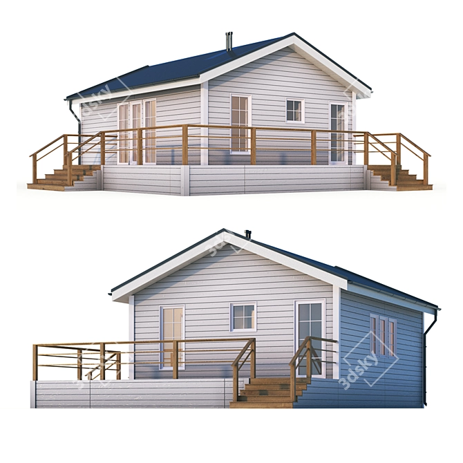 Rustic Gallery Barn House 3D model image 1