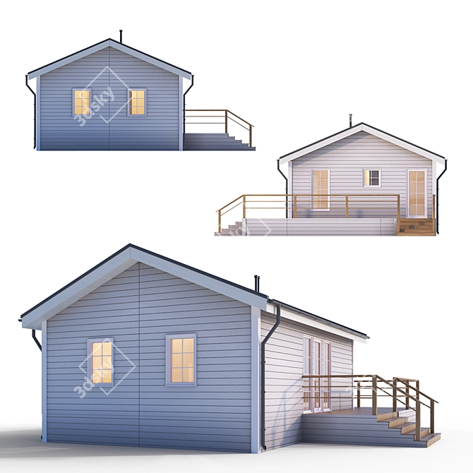 Rustic Gallery Barn House 3D model image 2