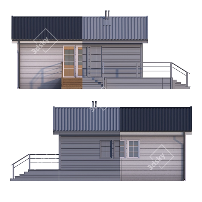 Rustic Gallery Barn House 3D model image 3