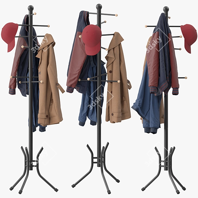 Versatile Freestanding Coat Rack 3D model image 1