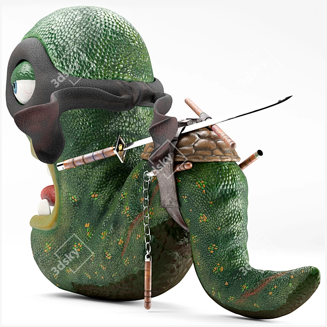 Ronin Worm Sculpture: Charming Decor 3D model image 2