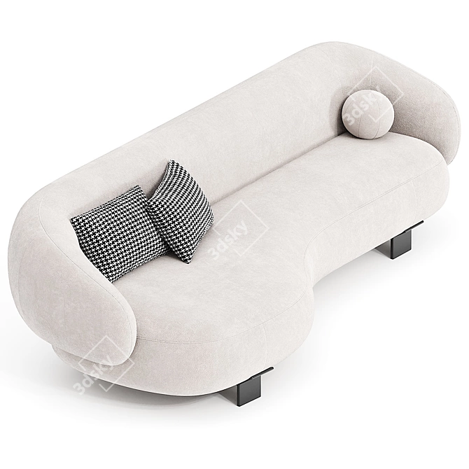 Modern Fabric 2-Seater Sofa 3D model image 2