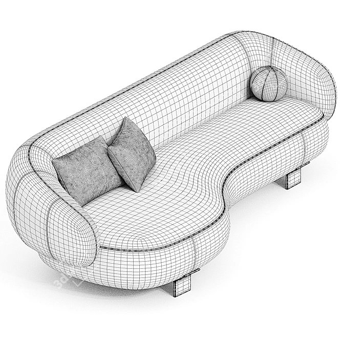 Modern Fabric 2-Seater Sofa 3D model image 3