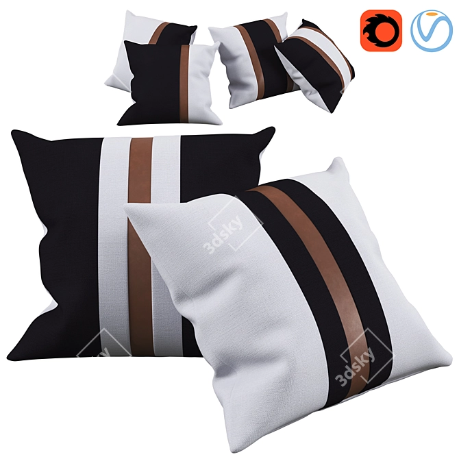 Textured Color Block Pillow Set 3D model image 1