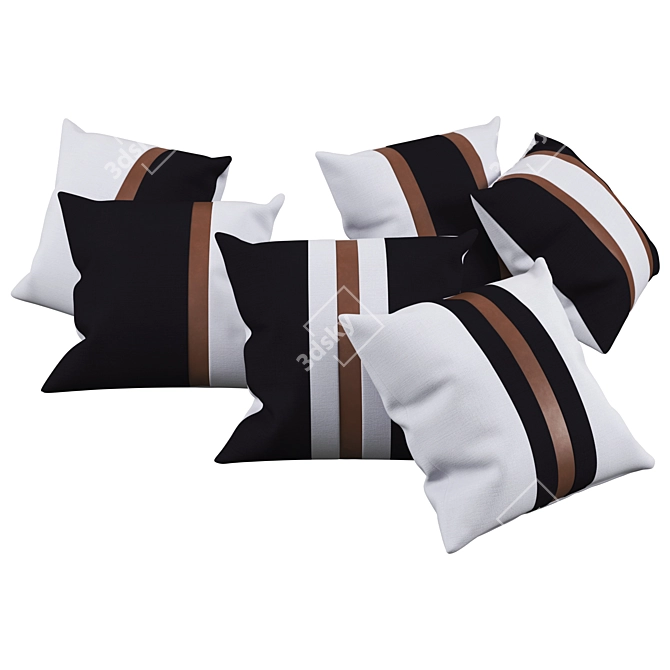 Textured Color Block Pillow Set 3D model image 4