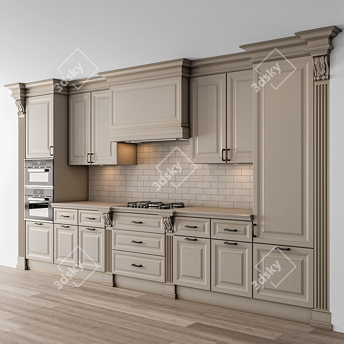 NeoClassic Beige 71 Kitchen 3D model image 1