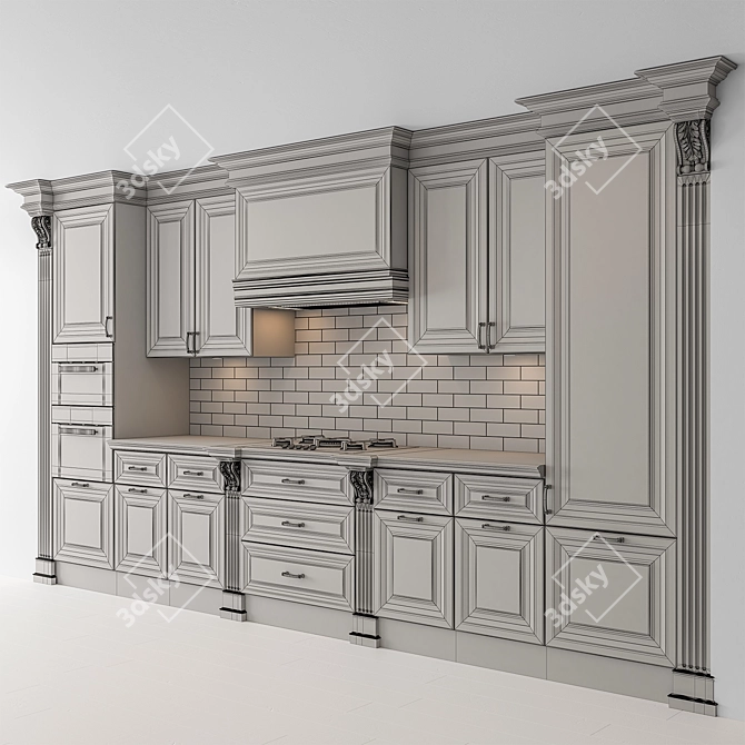 NeoClassic Beige 71 Kitchen 3D model image 4